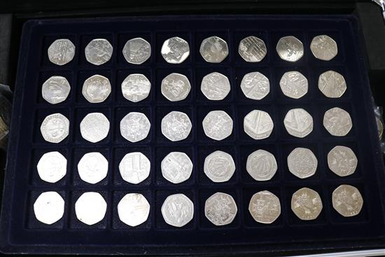 Five collectors cases of British and World coinage, 18th-20th century